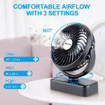 Portable Camping Fan with LED Lantern- 40H Work Time Rechargeable Battery Operated Fan with Hanging Hook for Tent Car RV Hurricane Emergency Outages Survival Kit