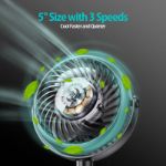 Three adjustable speed settings on AMACOOL stroller fan for personalized airflow