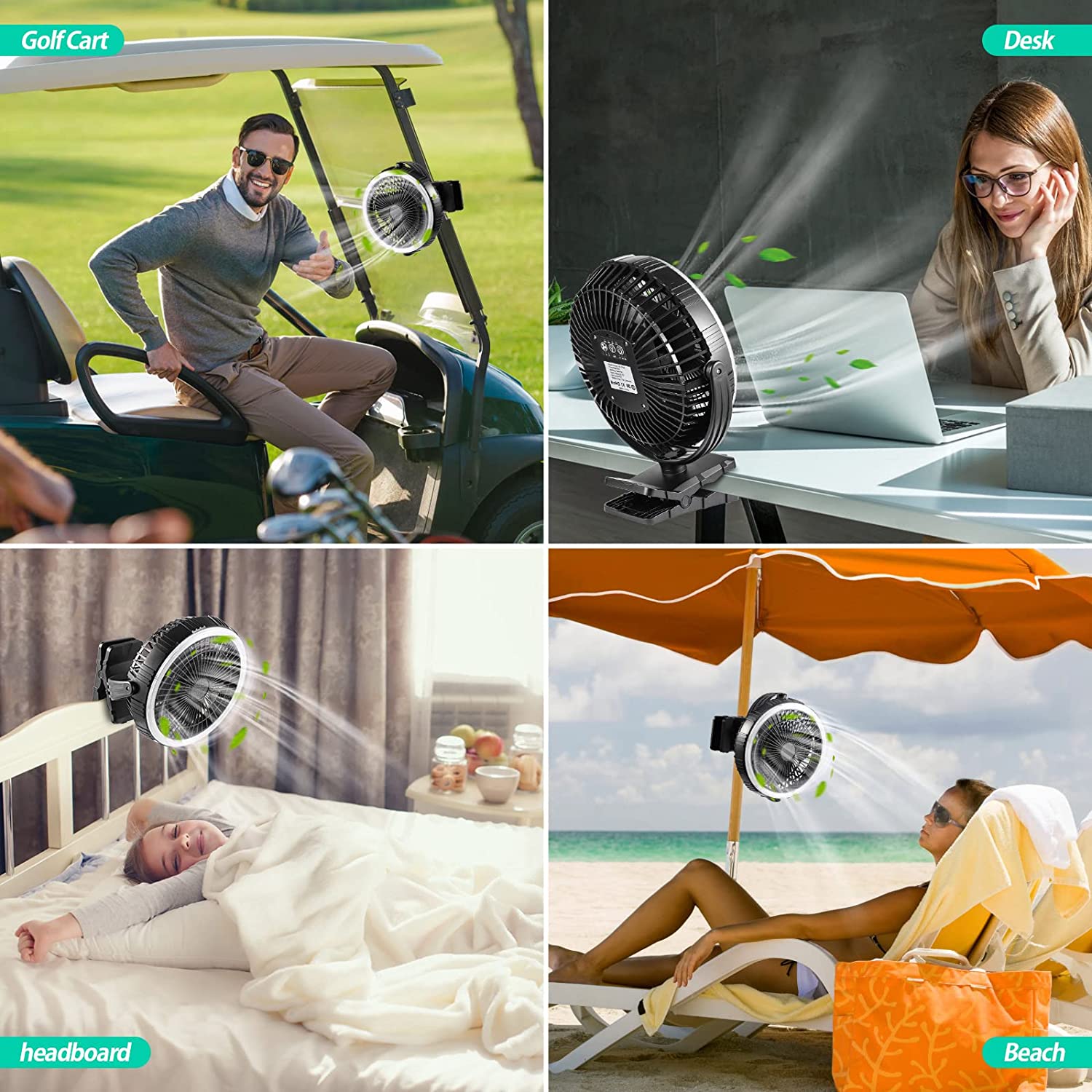 10000mAh Rechargeable Camping Fan with LED Lantern - 8 inch Battery ...