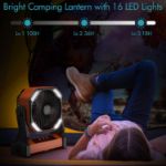 LED lantern light on AMACOOL camping fan with three brightness settings