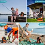 AMACOOL portable fan in car, patio, and outdoor settings for travel comfort