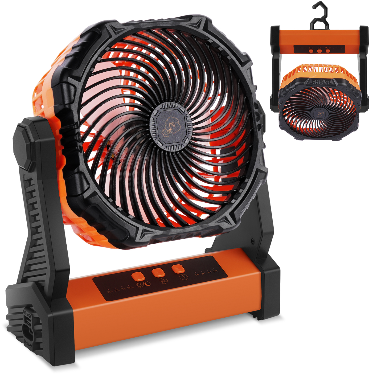 10000mah 7 inch Battery Operated Camping Fan, Portable Fan with LED