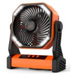 AMACOOL 8 inch portable camping fan with built-in LED lantern and 20000mAh rechargeable battery