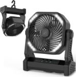AMACOOL Camping Fan with LED Lantern, 8 inch 20000mAh Rechargeable Battery Operated USB Fan