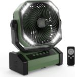20000mAh Rechargeable Battery Powered Fan, 8 inch Auto-Oscillating Table Fan with Remote & Timer - Portable Camping Fan with LED Light