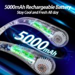 Amacool Bladeless Neck Fan Portable Personal Fan 5000mAh Battery Operated Wearable Cooling Fan