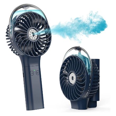 Portable Handheld Misting Fan, 3000mAh Rechargeable Battery Operated Spray Water Mist Fan, Foldable Mini Personal Fan for Travel, Makeup, Home, Office, Camping, Outdoors