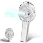Portable Handheld Misting Fan, 3000mAh Rechargeable Battery Operated Spray Water Mist Fan, Foldable Mini Personal Fan for Travel, Makeup, Home, Office, Camping, Outdoors