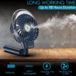 Portable Handheld Misting Fan, 3000mAh Rechargeable Battery Operated Spray Water Mist Fan, Foldable Mini Personal Fan for Travel, Makeup, Home, Office, Camping, Outdoors