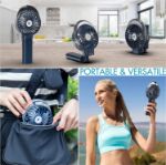 Portable Handheld Misting Fan, 3000mAh Rechargeable Battery Operated Spray Water Mist Fan, Foldable Mini Personal Fan for Travel, Makeup, Home, Office, Camping, Outdoors