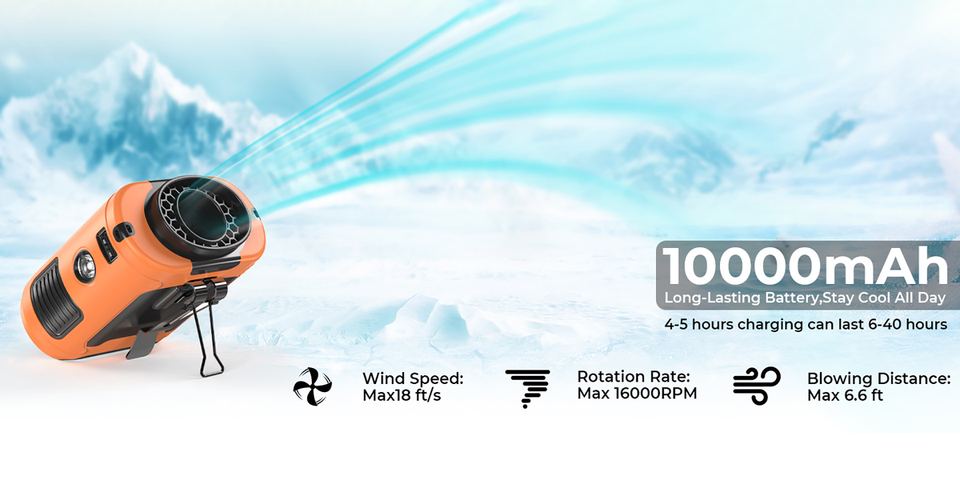 K50 Portable Waist Fan with LED Light