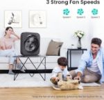 AMACOOL Table Fan, 12 inch Box Fan with 3 Adjustable Speeds & 8HRS Timer, 270° Pivoting Quiet Air Circulator, Desktop Fan for Bedroom Bathroom Kitchen Office, AC Adapter Included-White