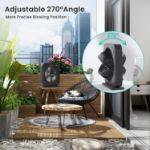 AMACOOL Table Fan, 12 inch Box Fan with 3 Adjustable Speeds & 8HRS Timer, 270° Pivoting Quiet Air Circulator, Desktop Fan for Bedroom Bathroom Kitchen Office, AC Adapter Included-White