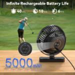 Rechargeable AMACOOL golf cart fan with long lasting 5000mAh battery up to 40 hours